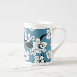 CANECA DE PORCELANA CHERRY BLOSSOM - SAKURA (ENFUMAÇADO AZUL)