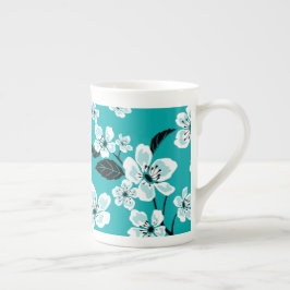 CANECA DE PORCELANA CHERRY BLOSSOM - SAKURA (TEAL)