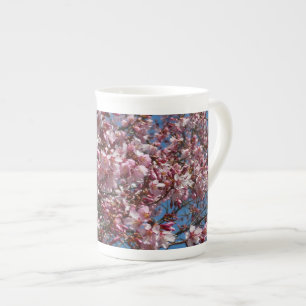 Caneca De Porcelana Cherry Blossoms e Blue Sky Primavera Floral
