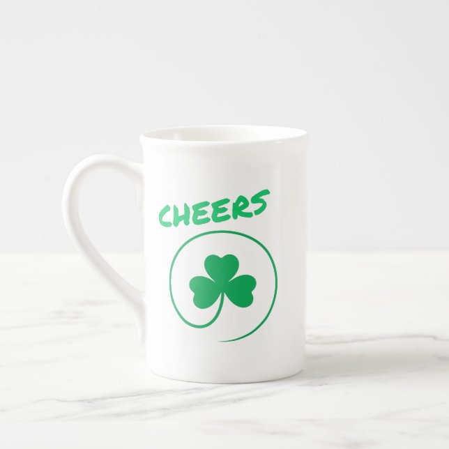 Caneca De Porcelana Chever Shamrock Dia de São Patrício Verde irlandês (Esquerda)