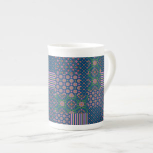 Caneca De Porcelana Chic Rangoli Padrões Faux Patchwork China Mug