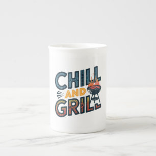 Caneca De Porcelana Chill and Grill Mug - Perfeito para CHURRASCOS