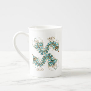 Caneca De Porcelana Chimera - Peacock Seacavalo Osso China Mug