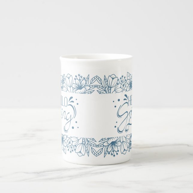 Caneca De Porcelana China Bone mug Hello Primavera (Frente)