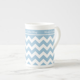 Caneca De Porcelana China Mug para Personalizar, Blue e White Chevrons