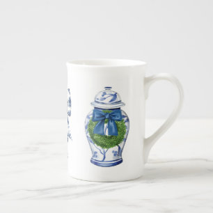 Caneca De Porcelana Chinoiserie Christmas Ginger Jar com Arco