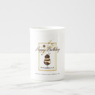 Caneca De Porcelana Chocolate Elegante Vanilla Beber Aniversário