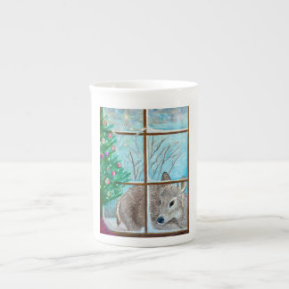 Caneca De Porcelana Christmas deer in window