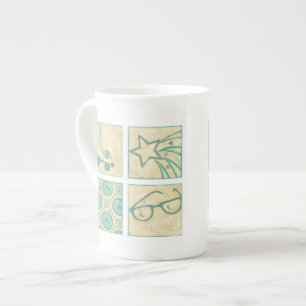 Caneca De Porcelana Cilindrada Rink Woodblock Desenhada por Chariklia 