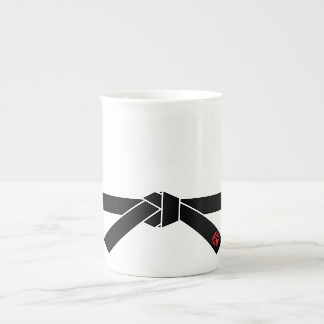 Caneca De Porcelana Cinturão negro, 黒帯 das artes marciais, 武道 (Frente)