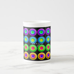 Caneca De Porcelana Círculos 3D Coloridos Funk