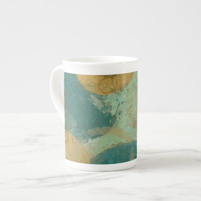 Caneca De Porcelana Círculos Azul e Amarelo (Frente Esquerda)
