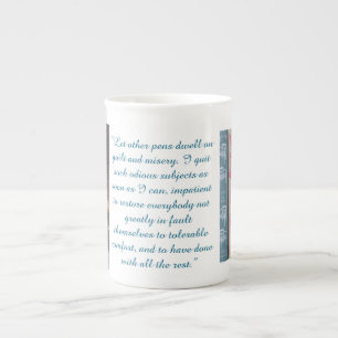 Caneca De Porcelana Citação de Jane Austen (Azul)