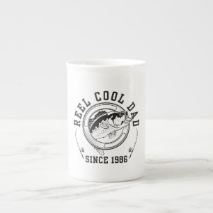 Caneca De Porcelana Citação Divertida de Pesca Carrete Pai Legal Desde