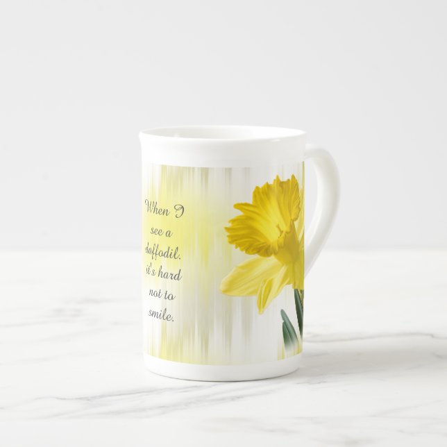 Caneca De Porcelana  Citação:  "Quando vejo um daffodil..."  Fotos de  (Frente Esquerda)