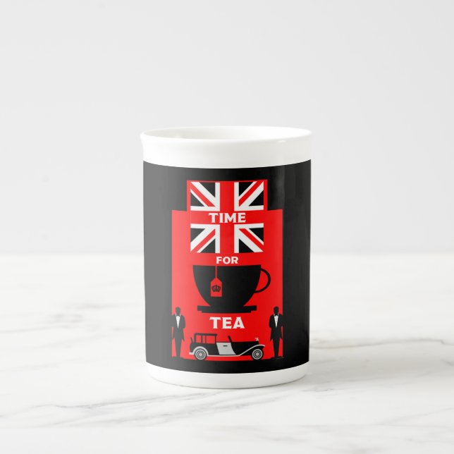 Caneca De Porcelana Clássico - Drinkers de chá britânico (Frente)