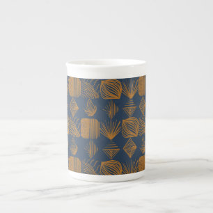 Caneca De Porcelana Coágulo Tribal de Caribe Negrito: Azul Marinho, Do