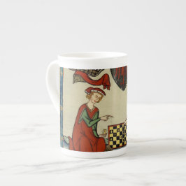 Caneca De Porcelana Codex Manesse Medieval Chess Players Bone Chin Mug
