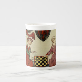Caneca De Porcelana Codex Manesse Medieval Chess Players Bone Chin Mug