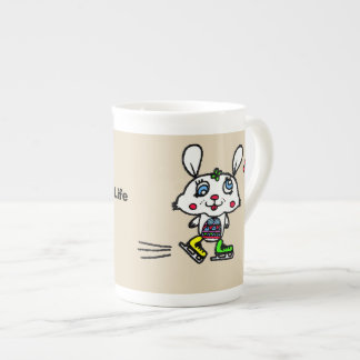Caneca De Porcelana Coelho engraçado do patinagem no gelo