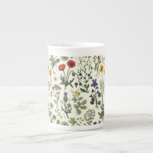 Caneca De Porcelana Colagem de flores silvestres