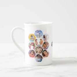 Caneca De Porcelana Colagem de Fotografias Múltiplas Simples Personali