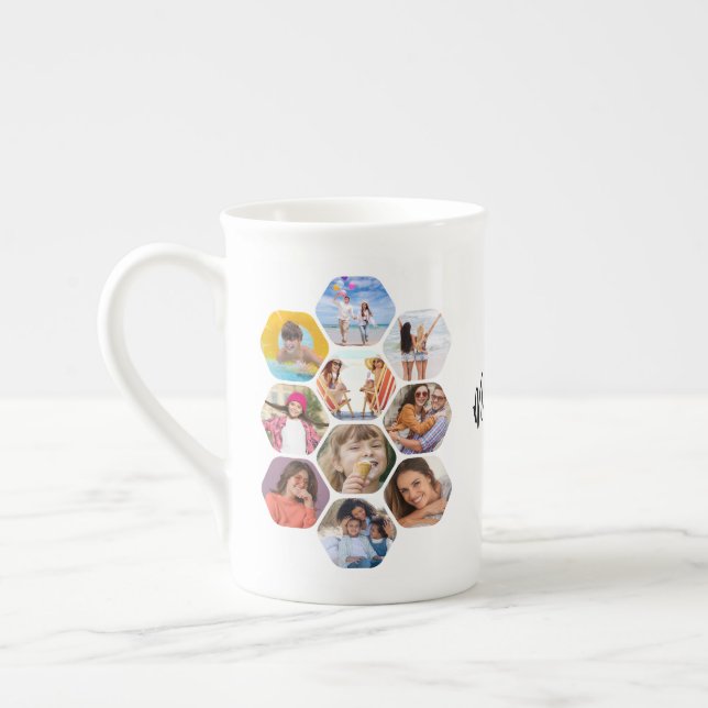 Caneca De Porcelana Colagem de Fotografias Múltiplas Simples Personali (Esquerda)