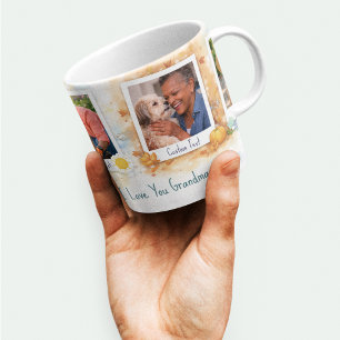 Caneca De Porcelana Colagem de Fotos de Memórias Sazonais da Vovó Espe