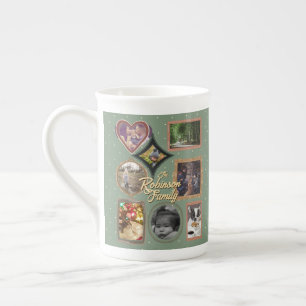 Caneca De Porcelana Colagem de Moldura Retro de Fotos de Família Últim