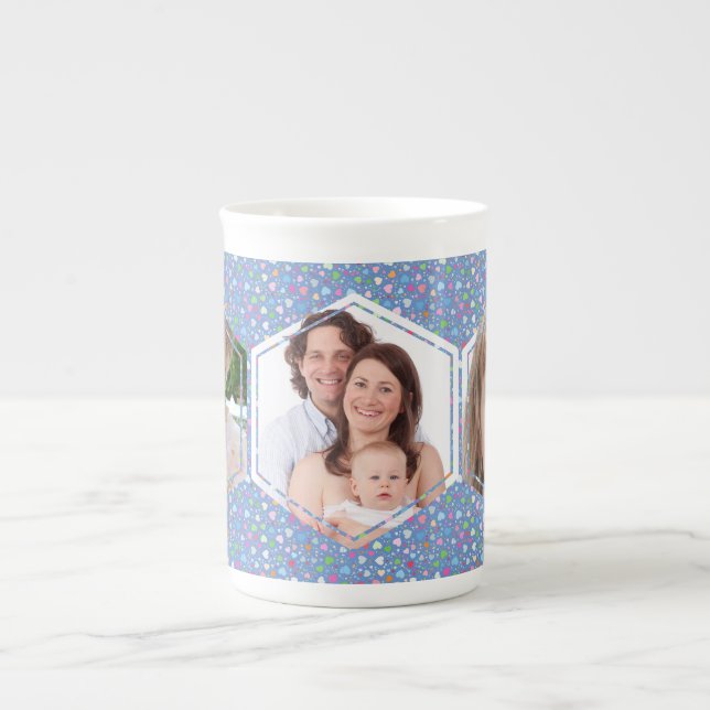 Caneca De Porcelana Colagem Personalizada de 3 Fotos (Frente)