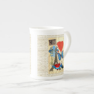 Caneca De Porcelana Colagem romântica de Paris
