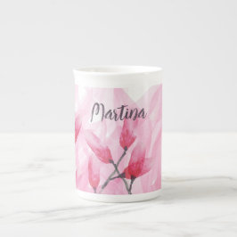 Caneca De Porcelana Coloração aquosa de fusão rosa monogramada