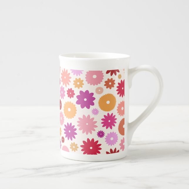 Caneca De Porcelana Colorful Blooms Pattern (Direita)
