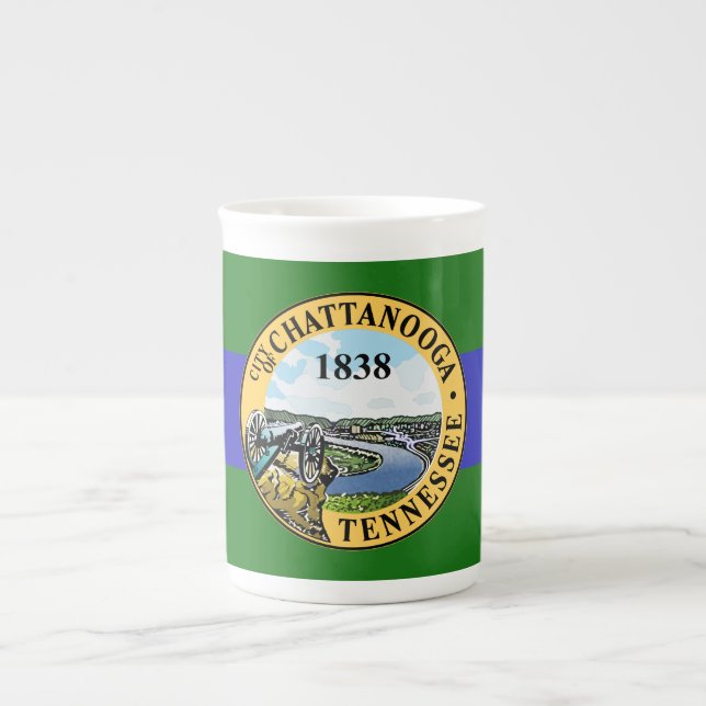Caneca de porcelana com a bandeira de Chattanooga, (Frente)