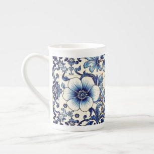 Caneca de Porcelana com Desenho de Azulejo