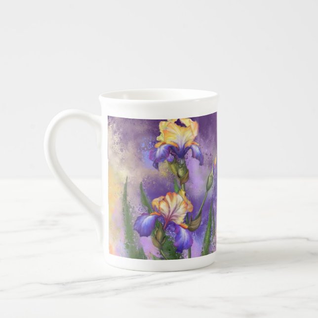 Caneca de Porcelana com Flores de Íris (Esquerda)