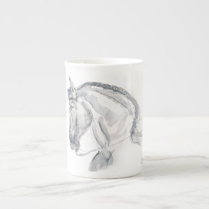 Caneca de porcelana com ilustração de cavalo