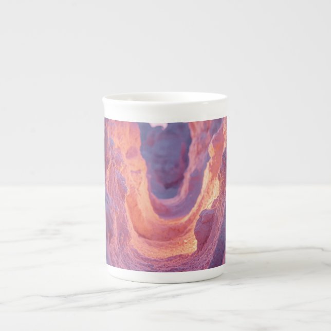 Caneca de porcelana com textura abstrata em tons q (Frente)