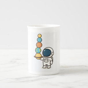 Caneca De Porcelana Companheiro de Café Cósmico - Astronauta Cuta