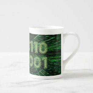 Caneca De Porcelana Computação verde vibrante com código binário 69 do