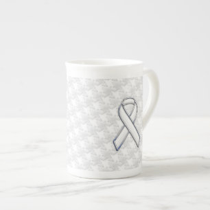 Caneca De Porcelana Consciência branca da fita no impressão de