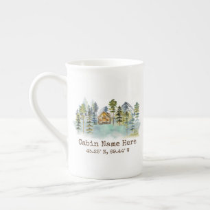 Caneca De Porcelana Coordenadas Personalizadas Da Cabina Rústica Piner