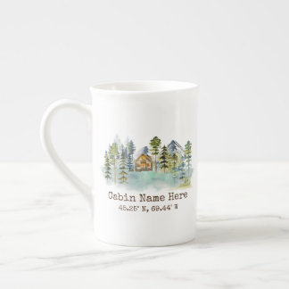 Caneca De Porcelana Coordenadas Personalizadas Da Cabina Rústica Piner