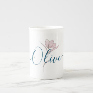 Caneca De Porcelana Cor d'água do esboço floral personalizada