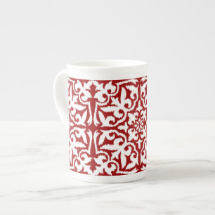 Caneca De Porcelana Cor damasco de Ikat - obscuridade - vermelho e