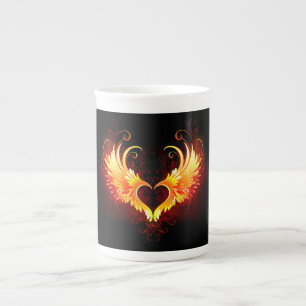Caneca De Porcelana Coração de Fogo Angelical com Asas