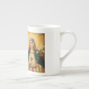 Caneca De Porcelana Coração sagrado de Jesus e de Virgem Maria