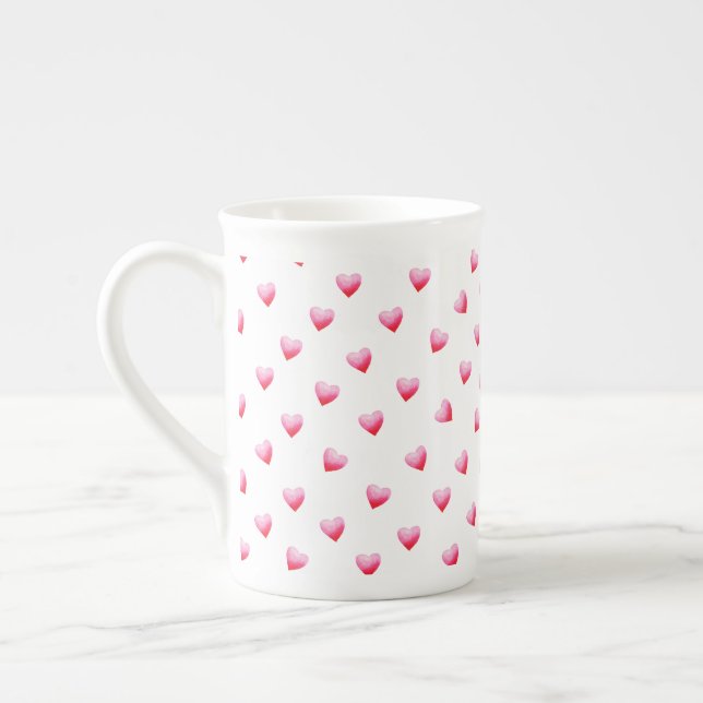 Caneca De Porcelana Coração Vermelho Cinto Romântico (Esquerda)