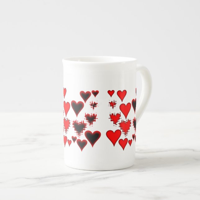 Caneca De Porcelana Corações (Frente Esquerda)