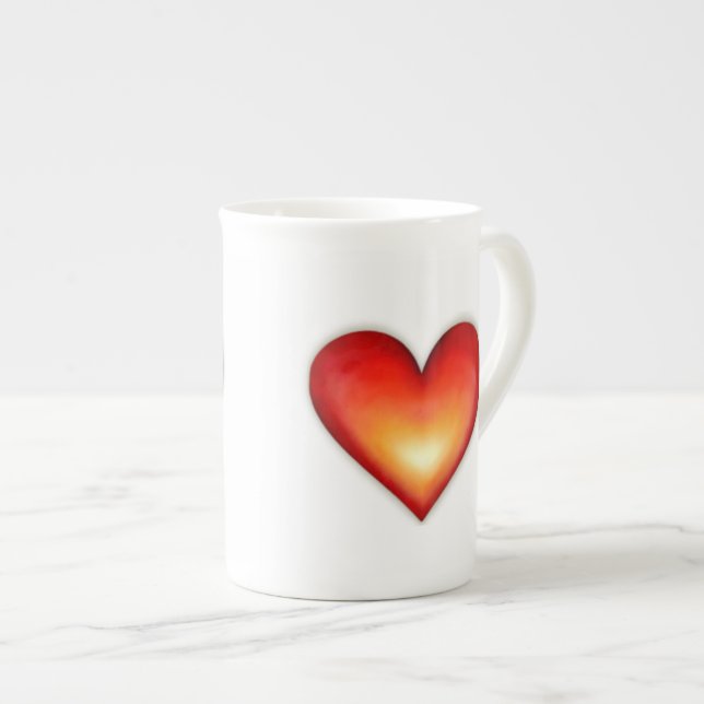 Caneca De Porcelana Corações - chá (Frente Esquerda)